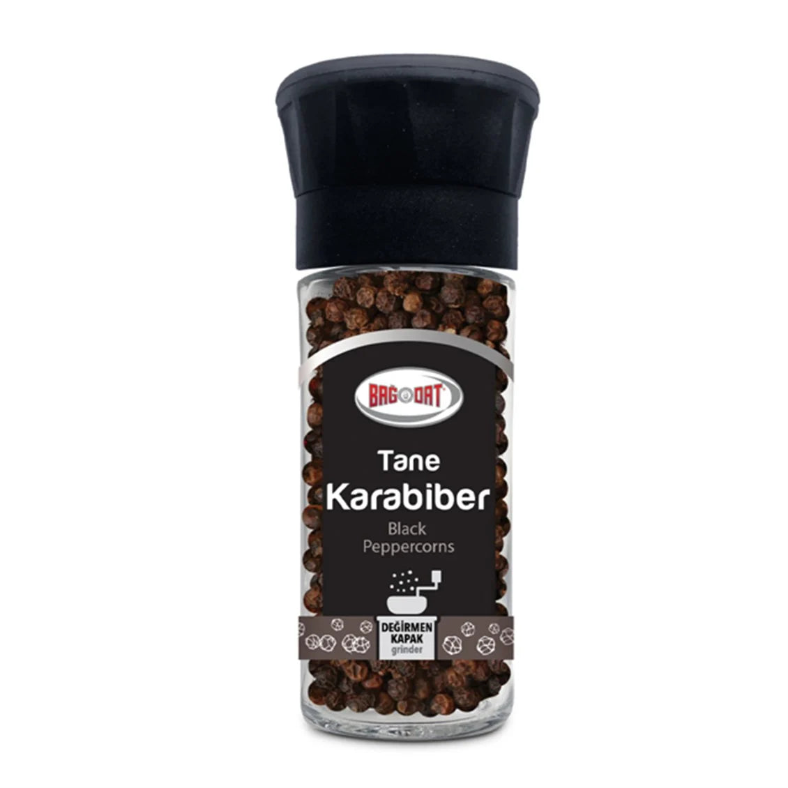 Bagdat Whole Black Peppercorns In Glass Grinder 50gr