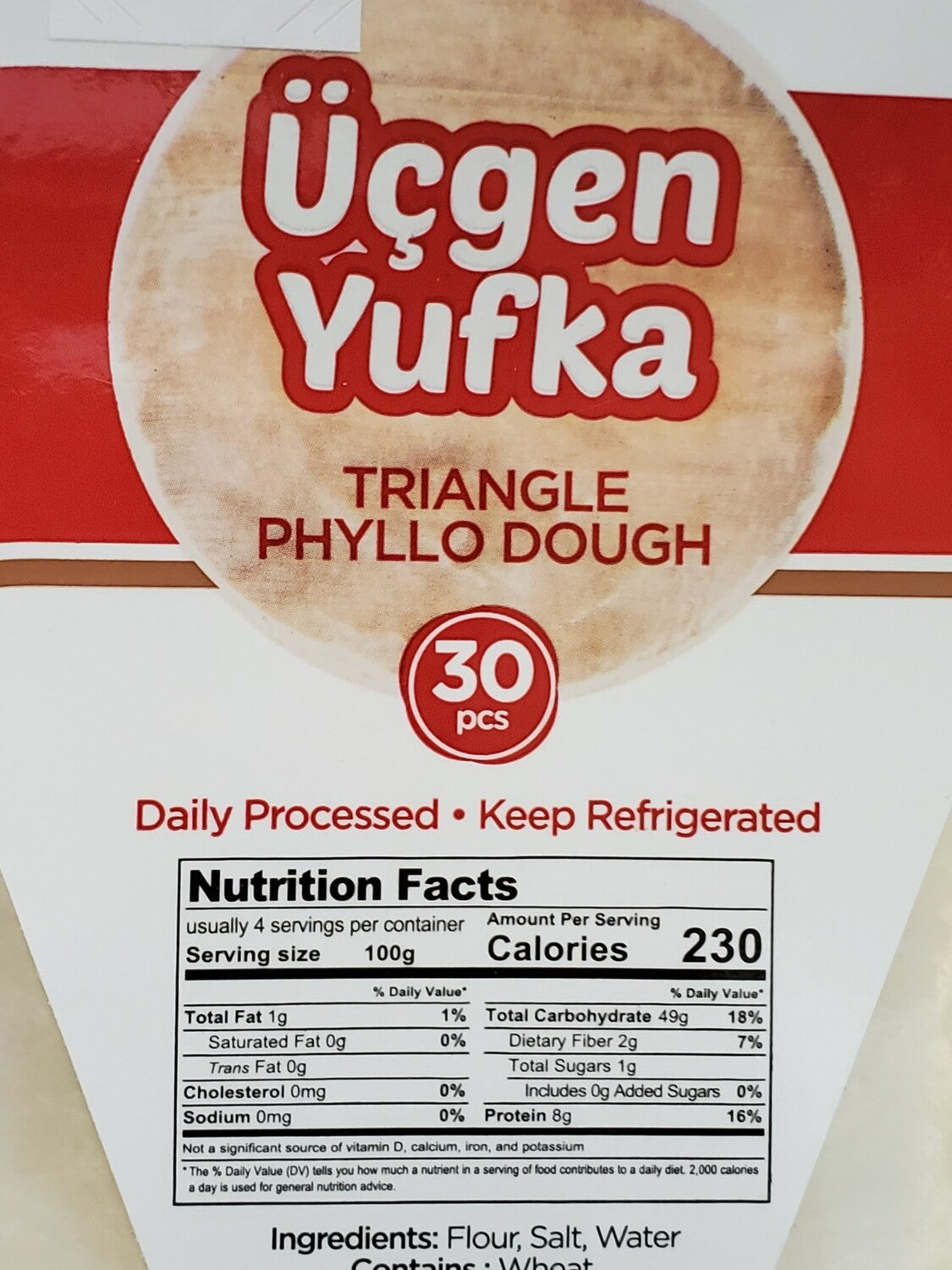 Moda Turkish Handmade Triangle Phyllo Dough 30 Pcs 280gr