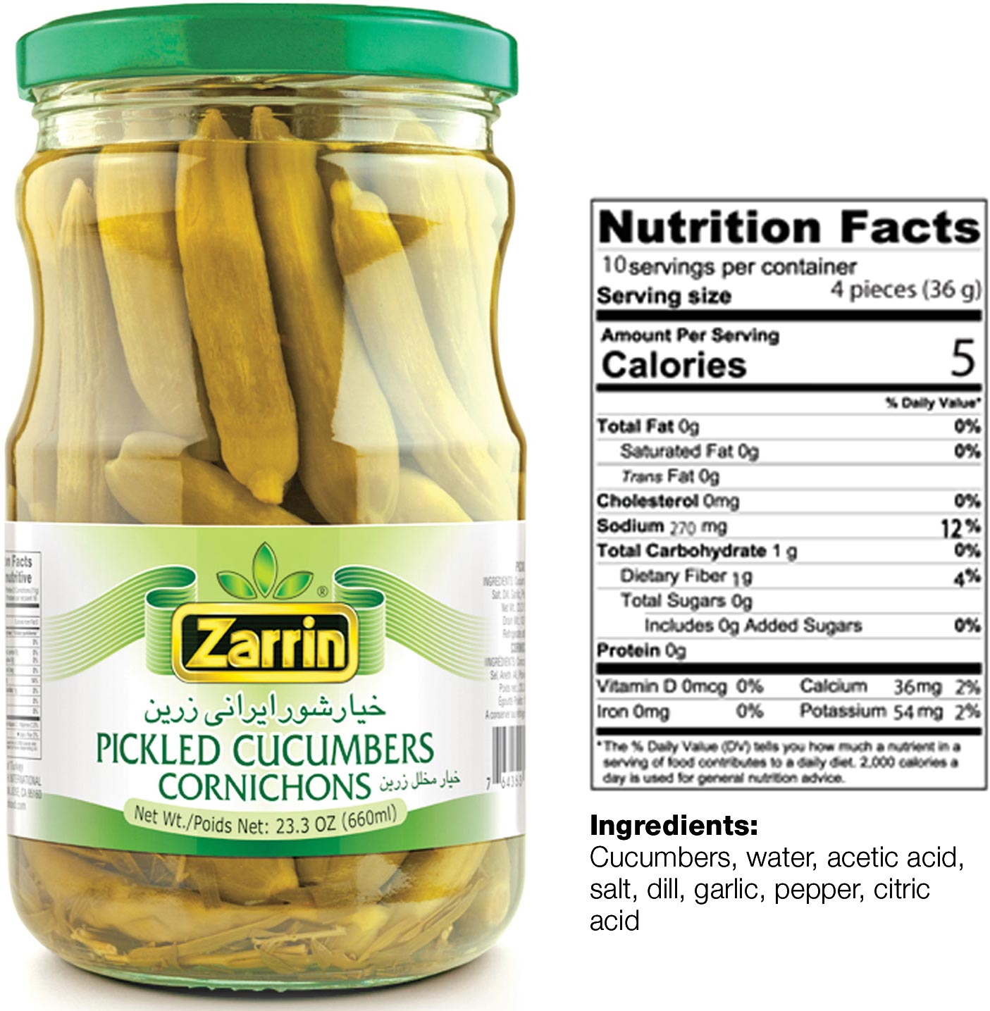 Zarrin Kornişon Turşu 660gr