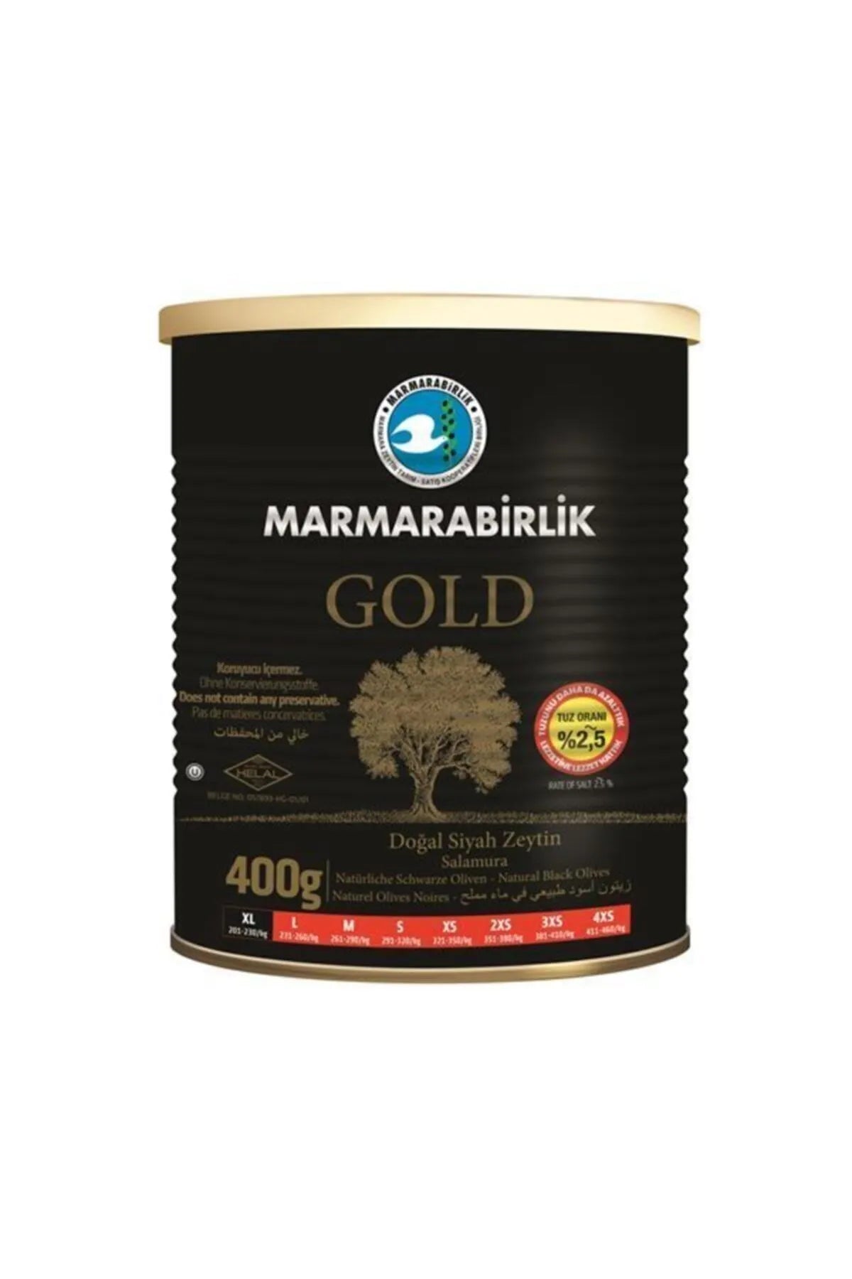 Marmara Birlik Gemlik Black Olives Gold XL 14.1oz Can