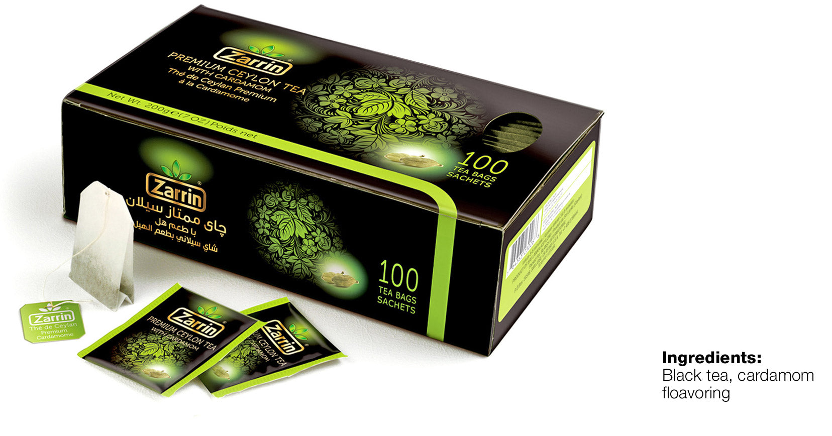 Zarrin 100 Tagged Cardamom Tea In Teabag 7oz