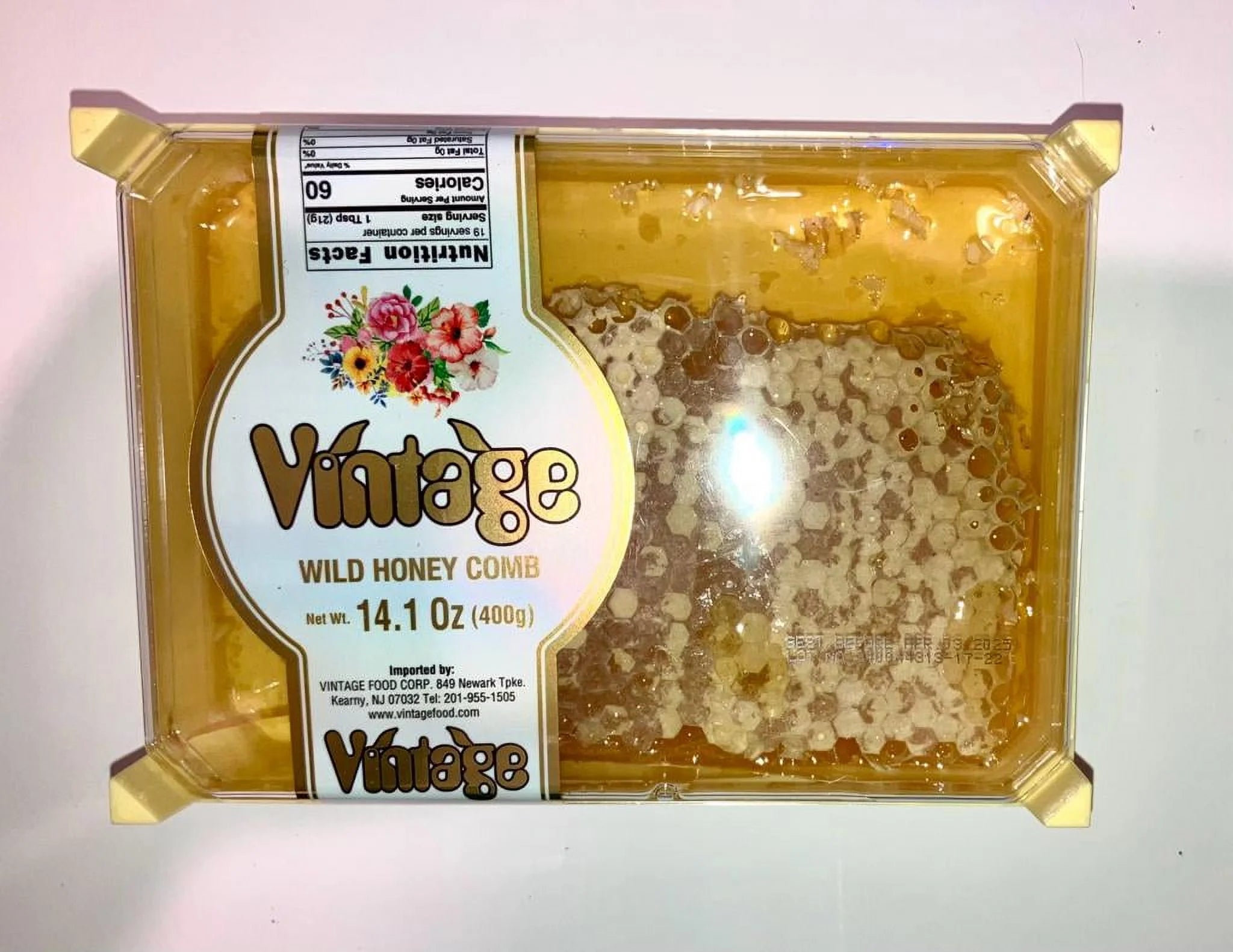 Vintage Wild Honey With Comb In Plastic Pack 2.8lb