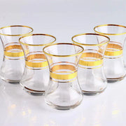 Pasabahce Tea Glass With Gold Trim Large 6pcs