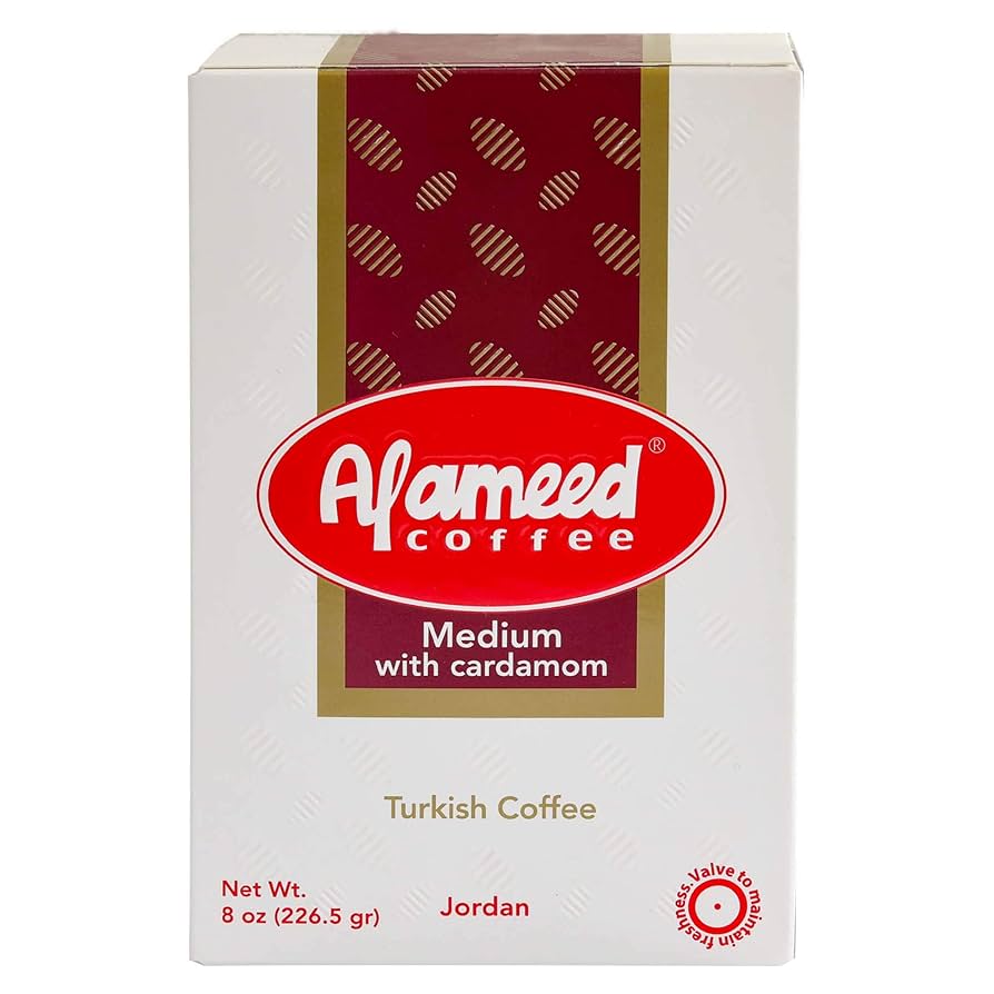 Al Ameed Medium Roast Ground Coffee With Cardamom In Pack Foil 8oz