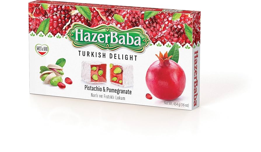 Hazerbaba Turkish Delight Pistachio Pomegranate 16oz