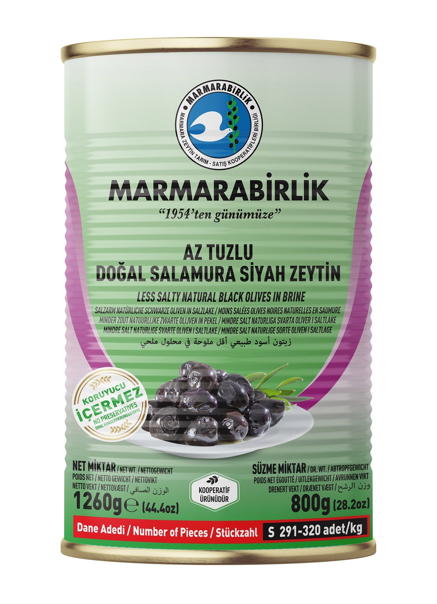 Marmarabirlik Less Salty Natural Black Olives In Brine 800gr