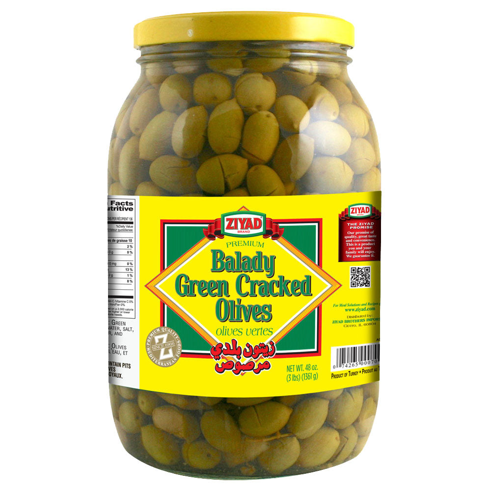 Ziyad Balady Green Cracked Olives 48oz