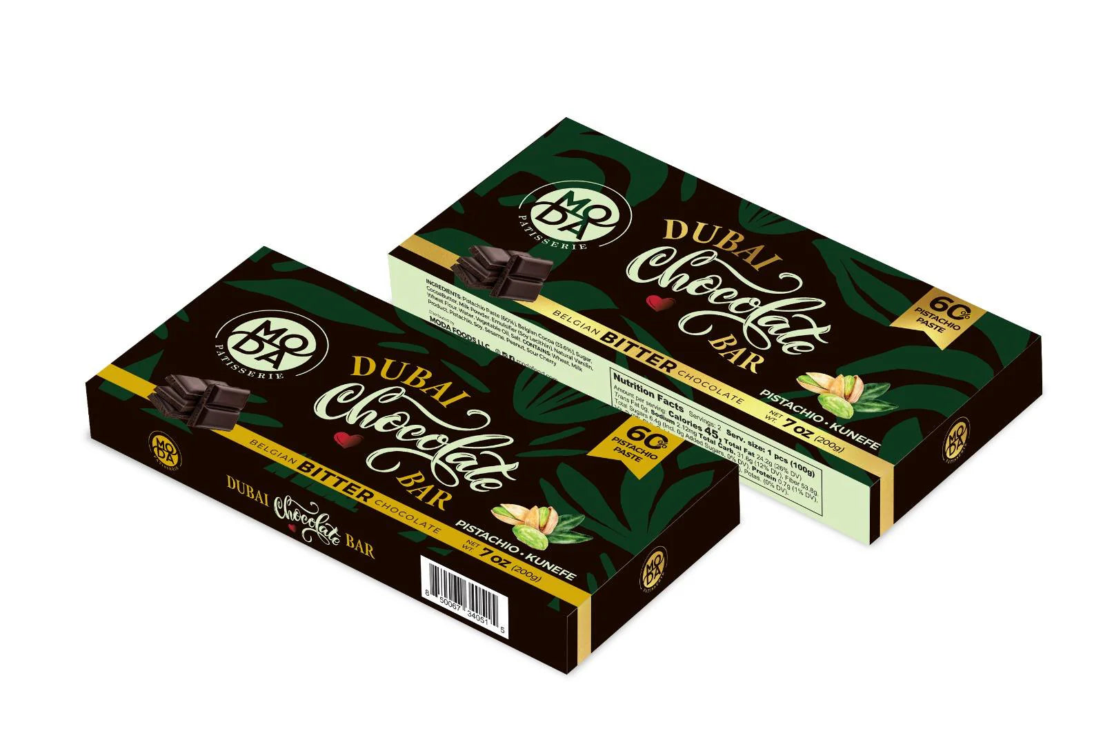 Moda Dubai Chocolate Bar Bitter Pistachios & Kataifi 200gr