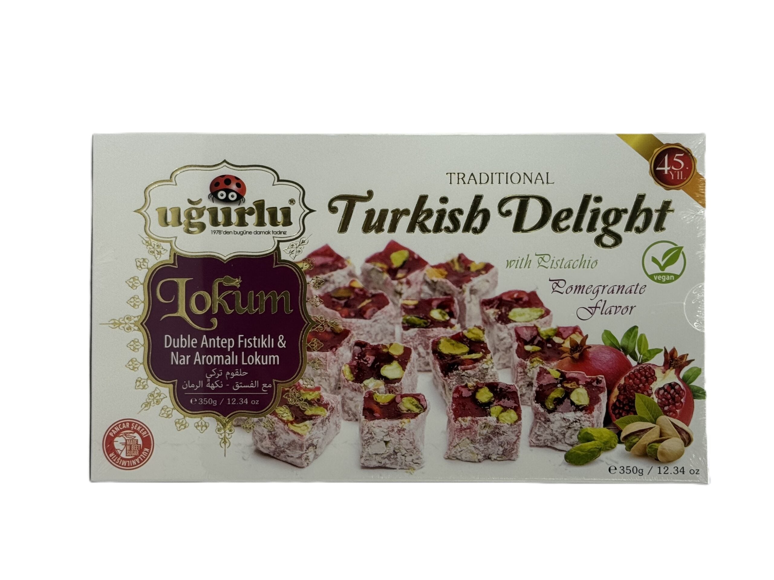 Ugurlu Turkish Delight Pomegranate Flavor With Pistachio 350gr