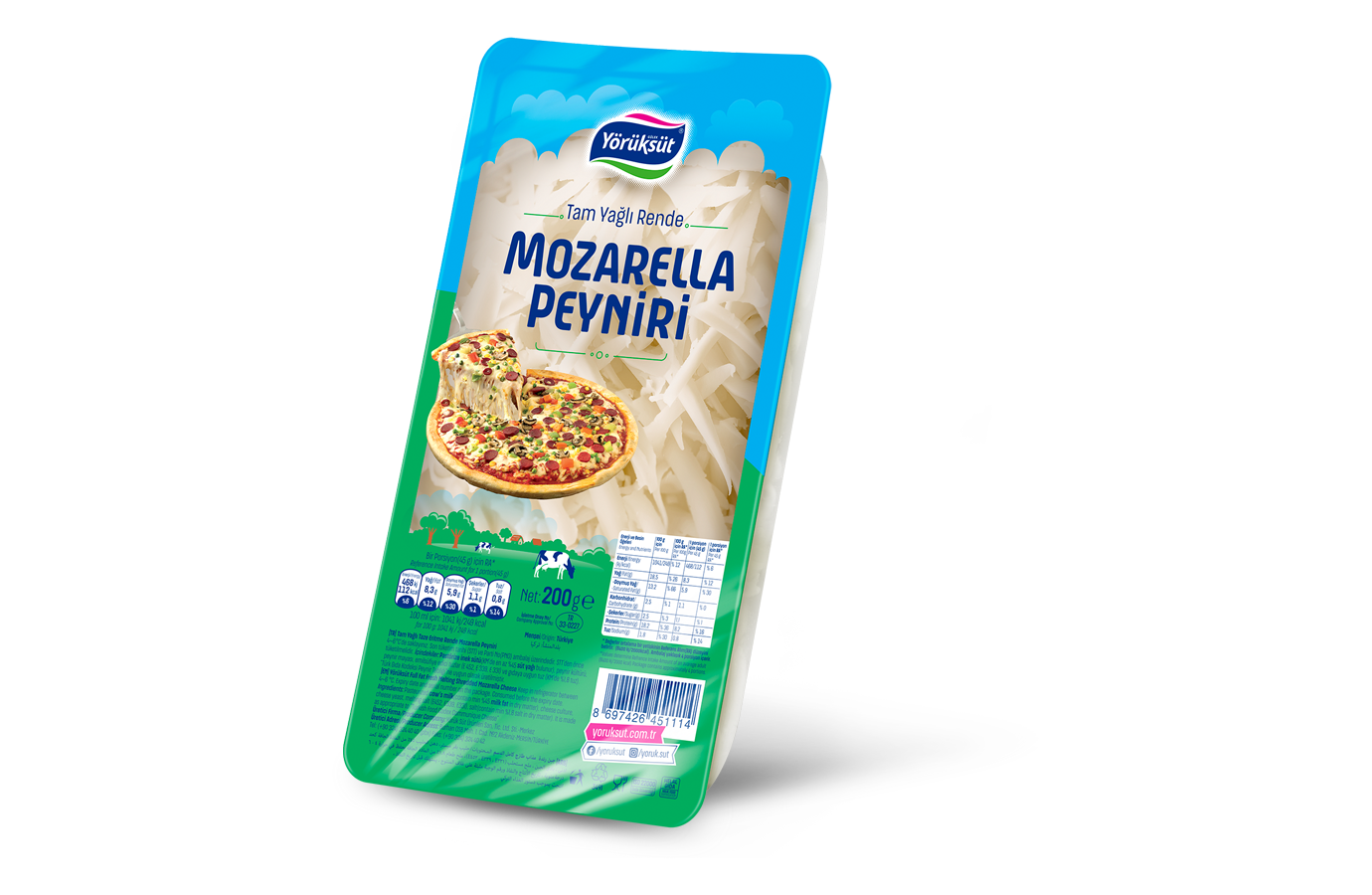 Yörüksüt Rendelenmiş Mozzarella Peyniri 200gr