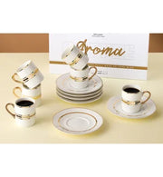 Aroma Coffee Cup 12pc Set 100cc Gold