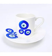 Coffee Cup 12pc Set 100cc Blue Evil Eye Bone China