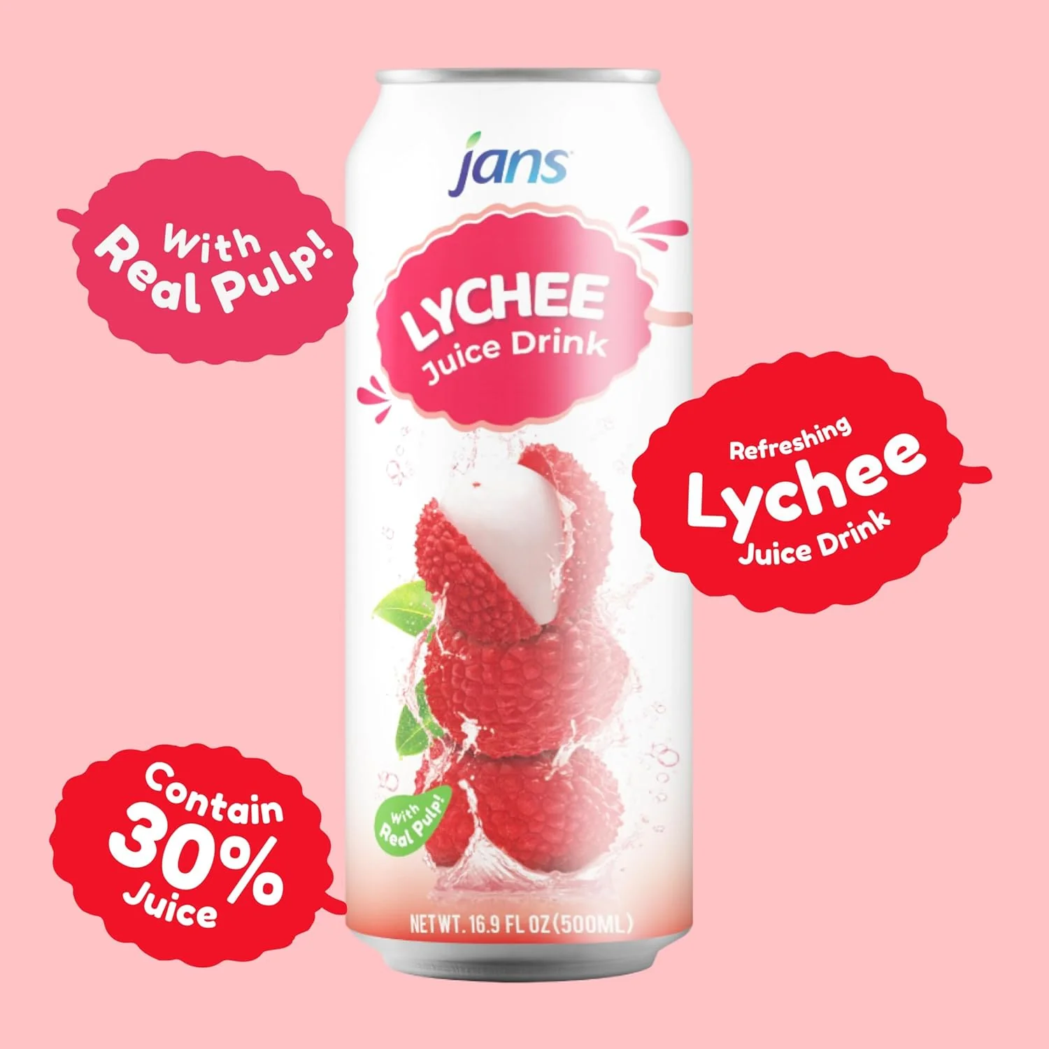 Jans 30% Lychee Juice Drink With Pulp 500ml