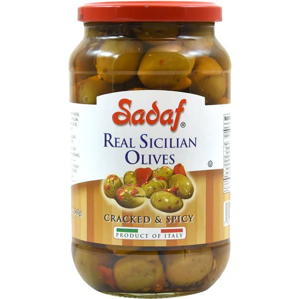 Sadaf Green Olive Cracked & Spicy 12oz